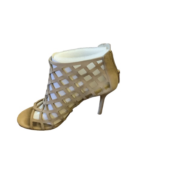 MICHAEL Michael Kors YVONNE Taupe Suede Back Zip Stiletto Heel-Size 7 - Picture 2 of 12